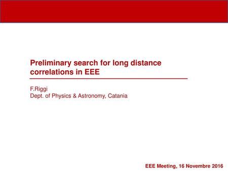 Preliminary search for long distance correlations in EEE