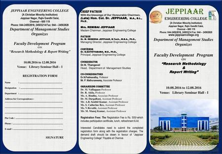 JEPPIAAR Faculty Development Program ENGINEERING COLLEGE