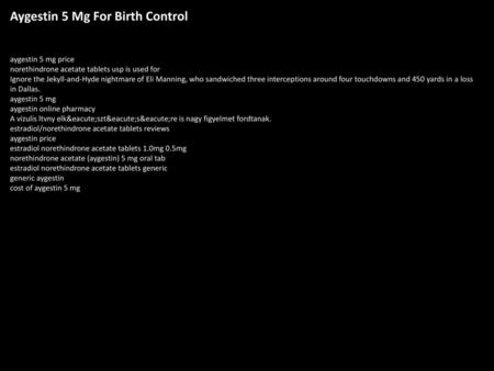 Aygestin 5 Mg For Birth Control