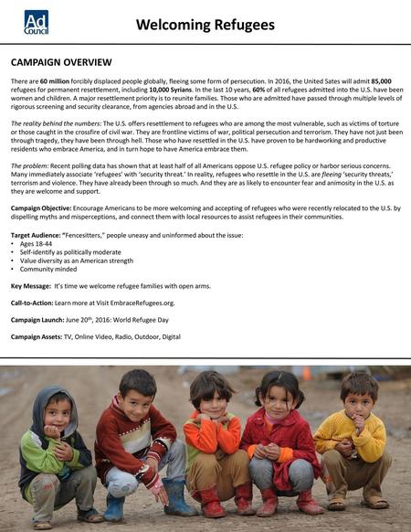 Welcoming Refugees CAMPAIGN OVERVIEW