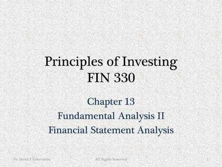 Principles of Investing FIN 330