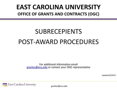 SUBRECEPIENTS POST-AWARD PROCEDURES