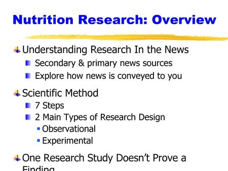 Nutrition Research: Overview