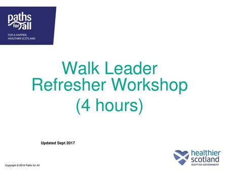 Walk Leader Refresher Workshop (4 hours)