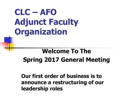 CLC – AFO Adjunct Faculty Organization