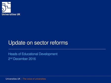 Update on sector reforms