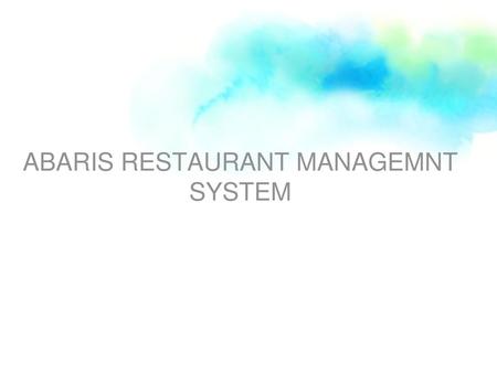 ABARIS RESTAURANT MANAGEMNT SYSTEM