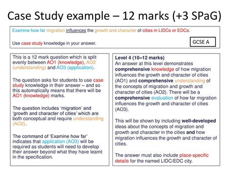 Case Study example – 12 marks (+3 SPaG)