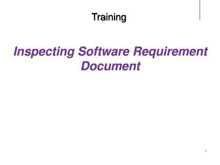 Inspecting Software Requirement Document