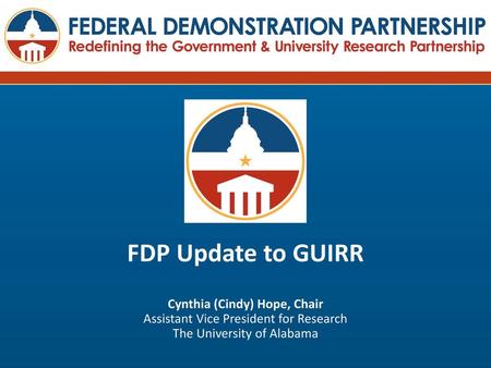 FDP Update to GUIRR Cynthia (Cindy) Hope, Chair