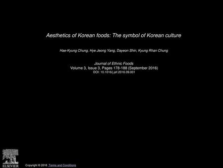 Aesthetics of Korean foods: The symbol of Korean culture