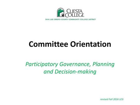 Committee Orientation