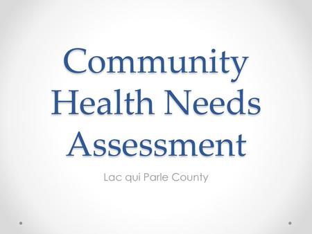 Community Health Needs Assessment