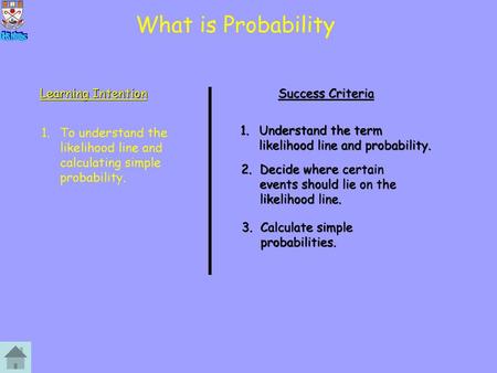 What is Probability Learning Intention Success Criteria