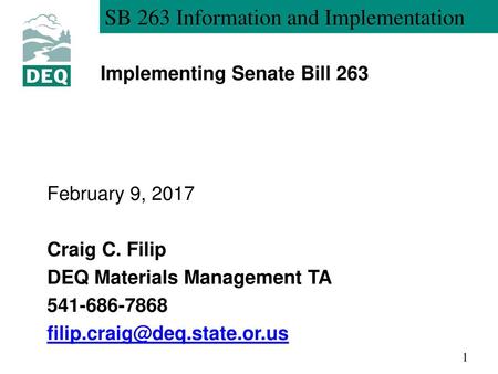 Implementing Senate Bill 263