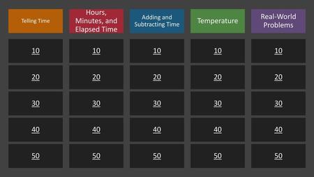 Hours, Minutes, and Elapsed Time Temperature Real-World Problems