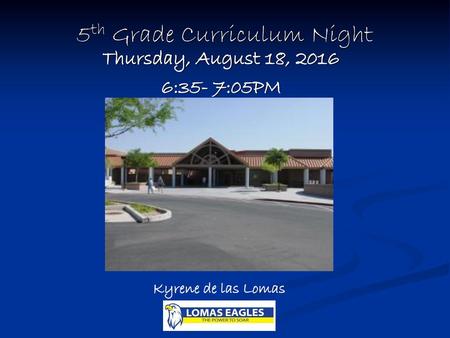 5th Grade Curriculum Night