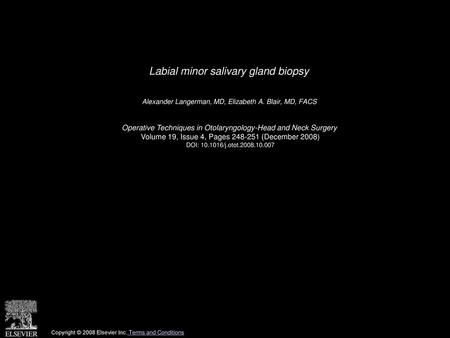 Labial minor salivary gland biopsy