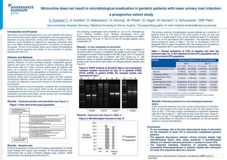 Nitroxoline does not result in microbiological eradication in geriatric patients with lower urinary tract infection: a prospective cohort study C. Forstner1,2*,,