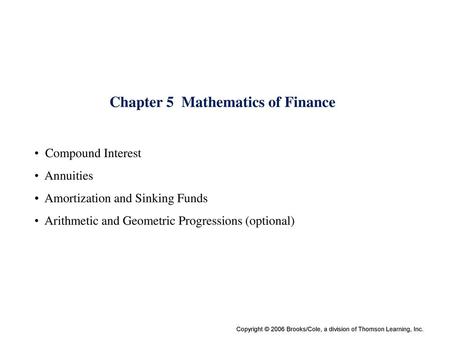 Copyright © 2006 Brooks/Cole, a division of Thomson Learning, Inc.