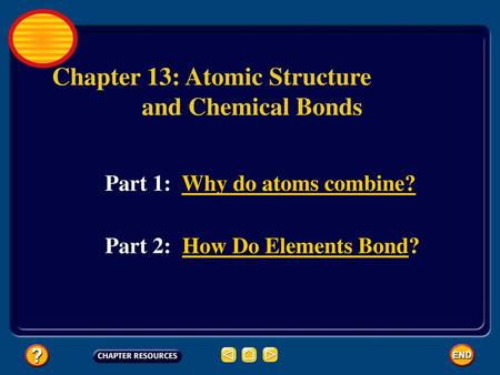 Chapter 13: Atomic Structure and Chemical Bonds