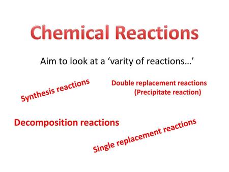 Aim to look at a ‘varity of reactions…’