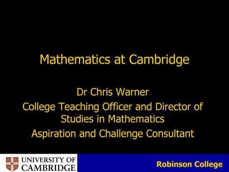 Mathematics at Cambridge