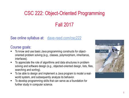 CSC 222: Object-Oriented Programming