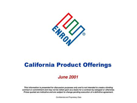 California Product Offerings