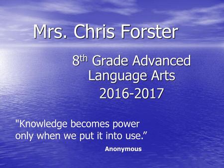 8th Grade Advanced Language Arts