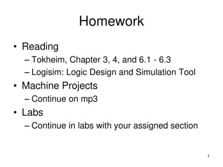 Homework Reading Machine Projects Labs