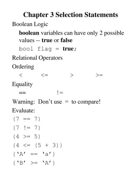 Chapter 3 Selection Statements