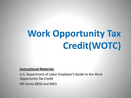 Work Opportunity Tax Credit(WOTC)