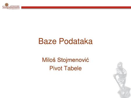 Miloš Stojmenović Pivot Tabele