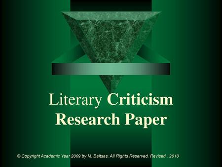 Literary Criticism Research Paper