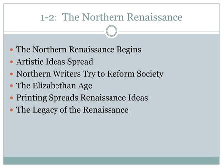 1-2: The Northern Renaissance