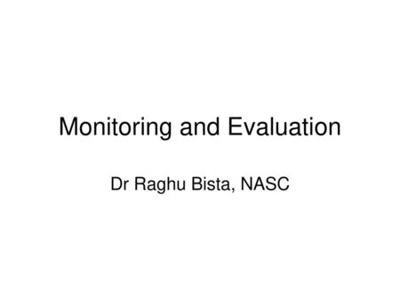 Monitoring and Evaluation