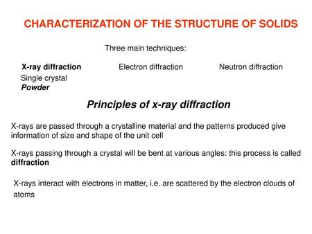 CHARACTERIZATION OF THE STRUCTURE OF SOLIDS