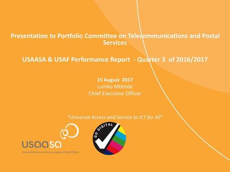 USAASA & USAF Performance Report - Quarter 3 of 2016/2017