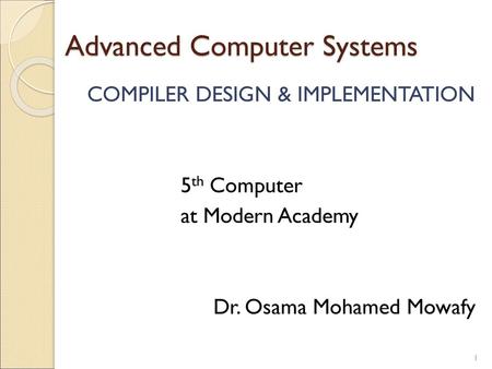 Advanced Computer Systems