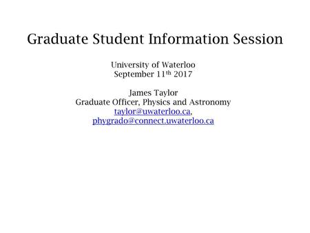 Graduate Student Information Session