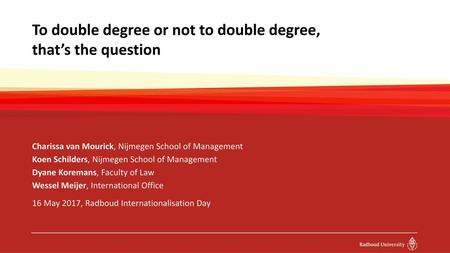 To double degree or not to double degree, that’s the question