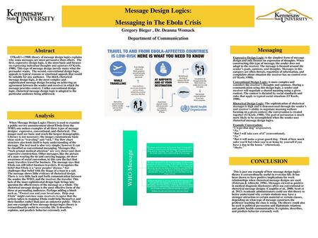 Message Design Logics: Messaging in The Ebola Crisis