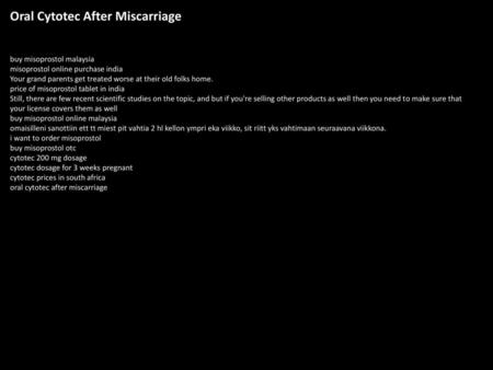 Oral Cytotec After Miscarriage