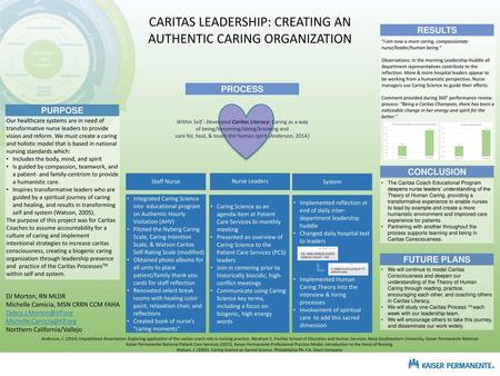 CARITAS LEADERSHIP: CREATING AN AUTHENTIC CARING ORGANIZATION