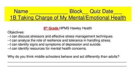 8th Grade HPMS Hawley Health