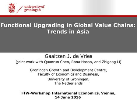 Functional Upgrading in Global Value Chains: Trends in Asia