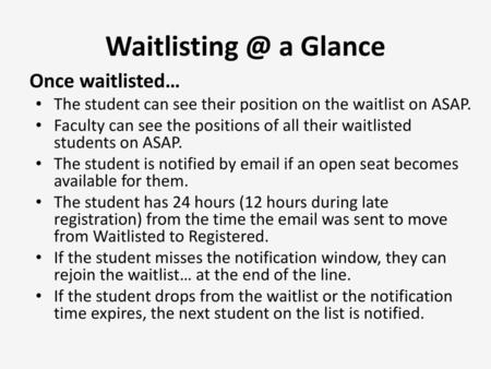 a Glance Once waitlisted…