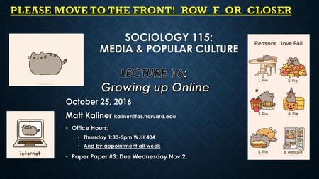 Sociology 115: Media & Popular Culture