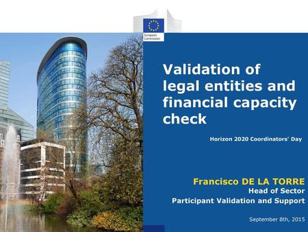 Validation of legal entities and financial capacity check